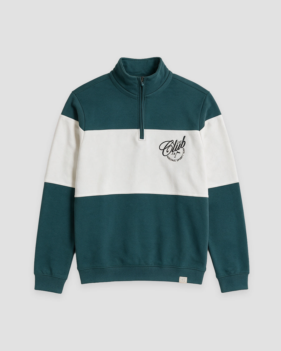 SUDADERA MEDIA CREMALLERA BICOLOR - verde