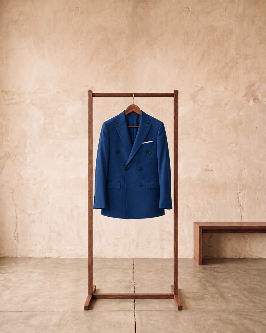 AMERICANA TRAJE CRUZADO MEZCLILLA - azul