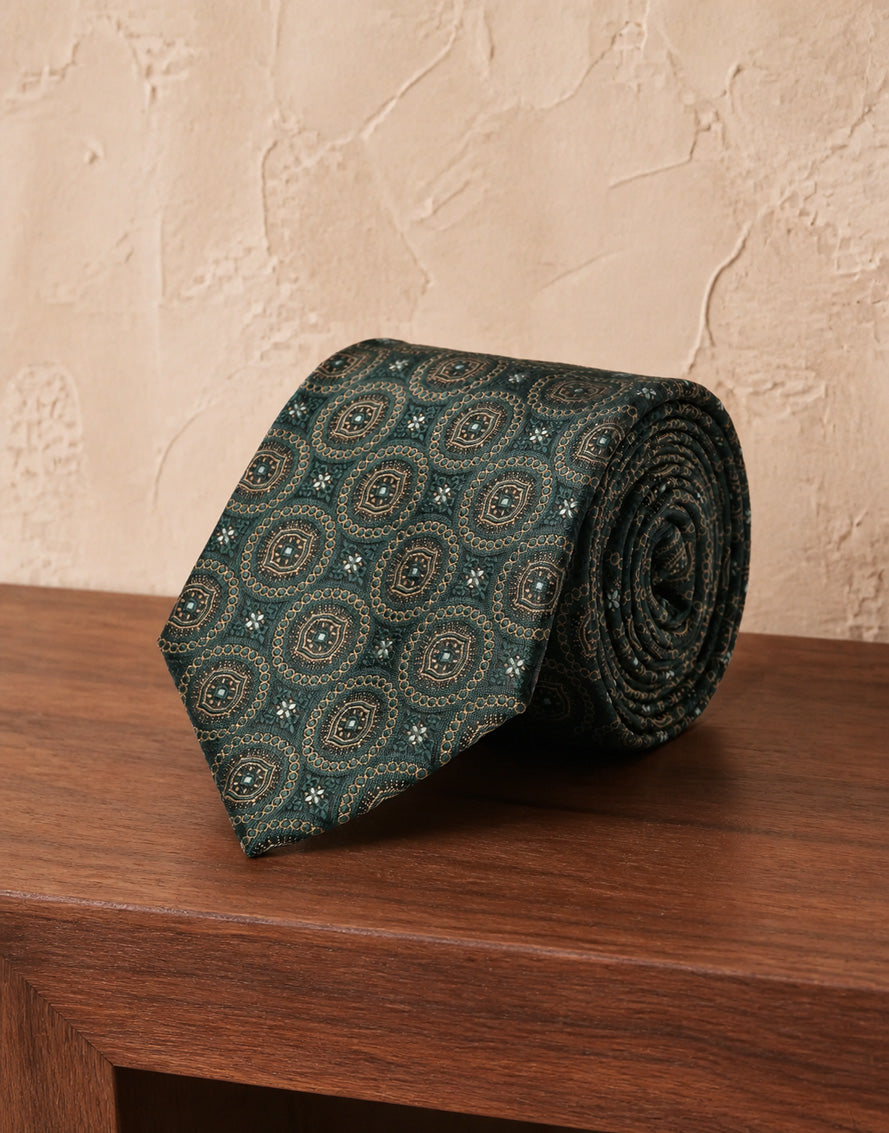 CORBATA ESTAMPADO GEOMETRICO - verde